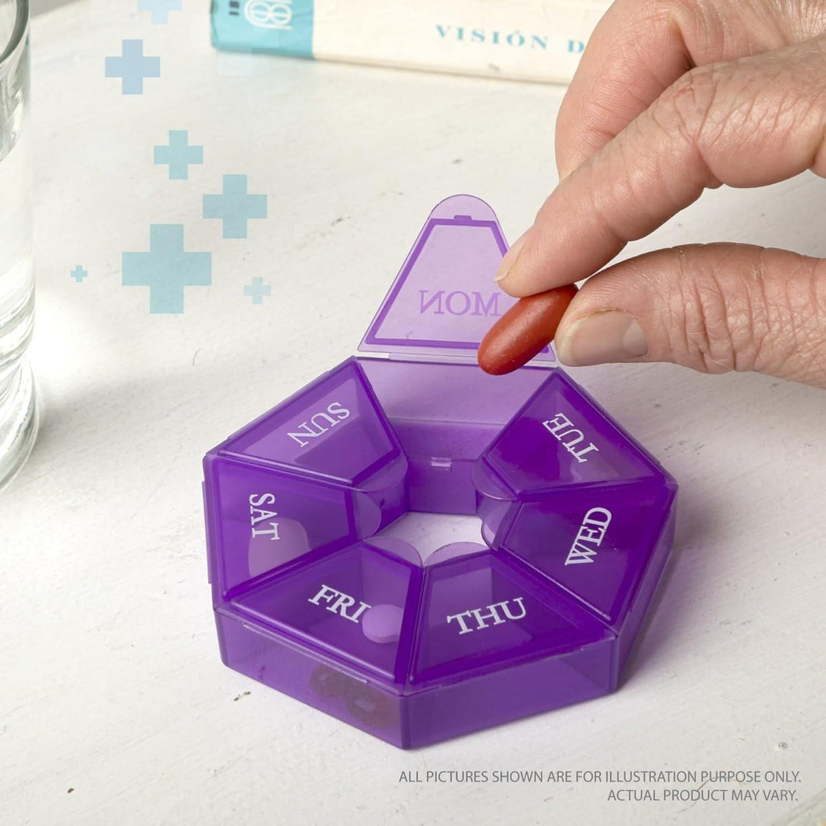 Small Weekly Pill Organizer - Round Pill Dispenser