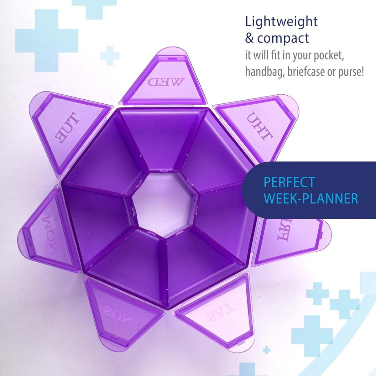 Small Weekly Pill Organizer - Round Pill Dispenser
