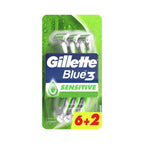Gillette Blue 3 Sensitive Disposable Razors 3 bladed 6+2 Free Razors