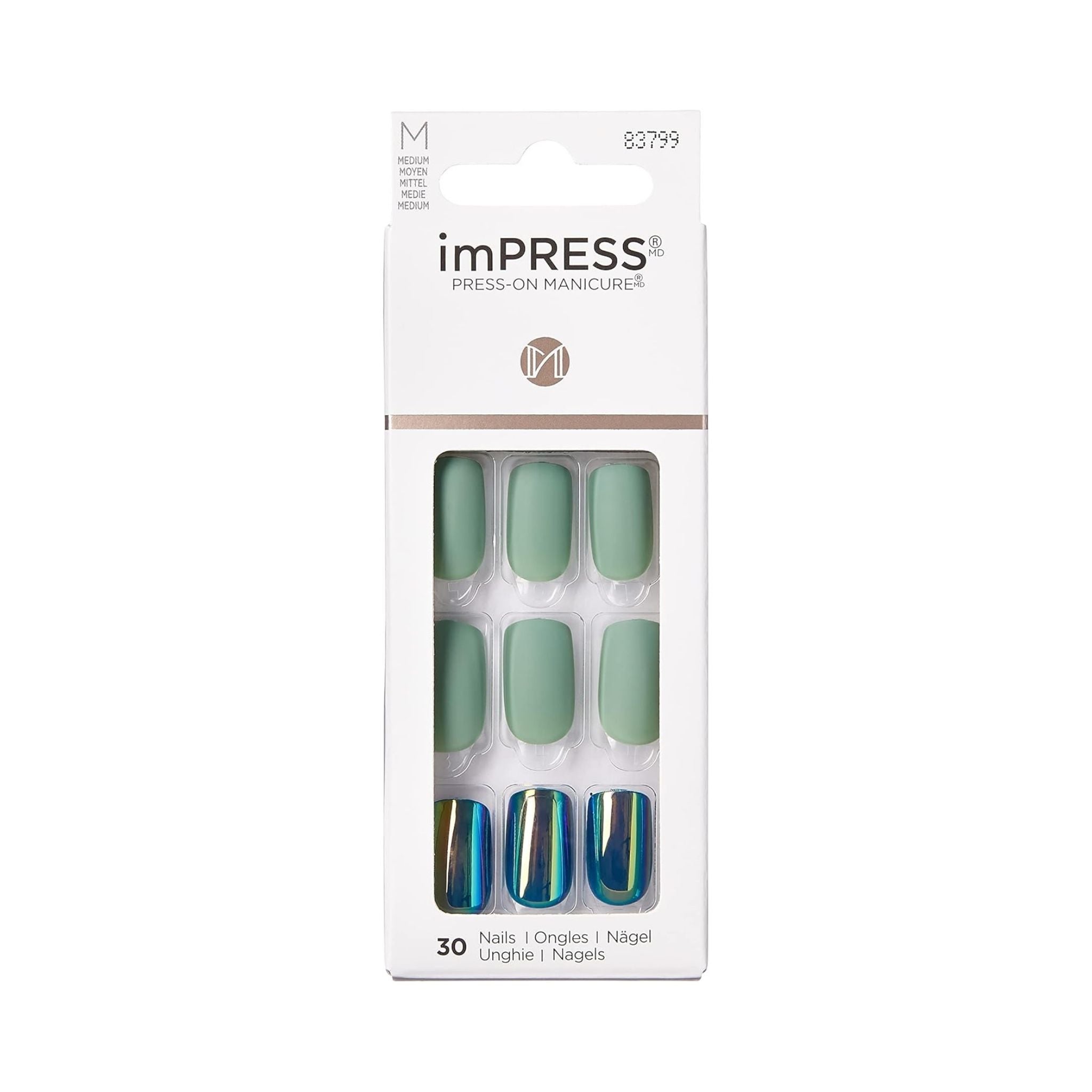 Kiss imPRESS Press-On Nails Medium Here We Go 30 Nails - Nail Tools & Accessories