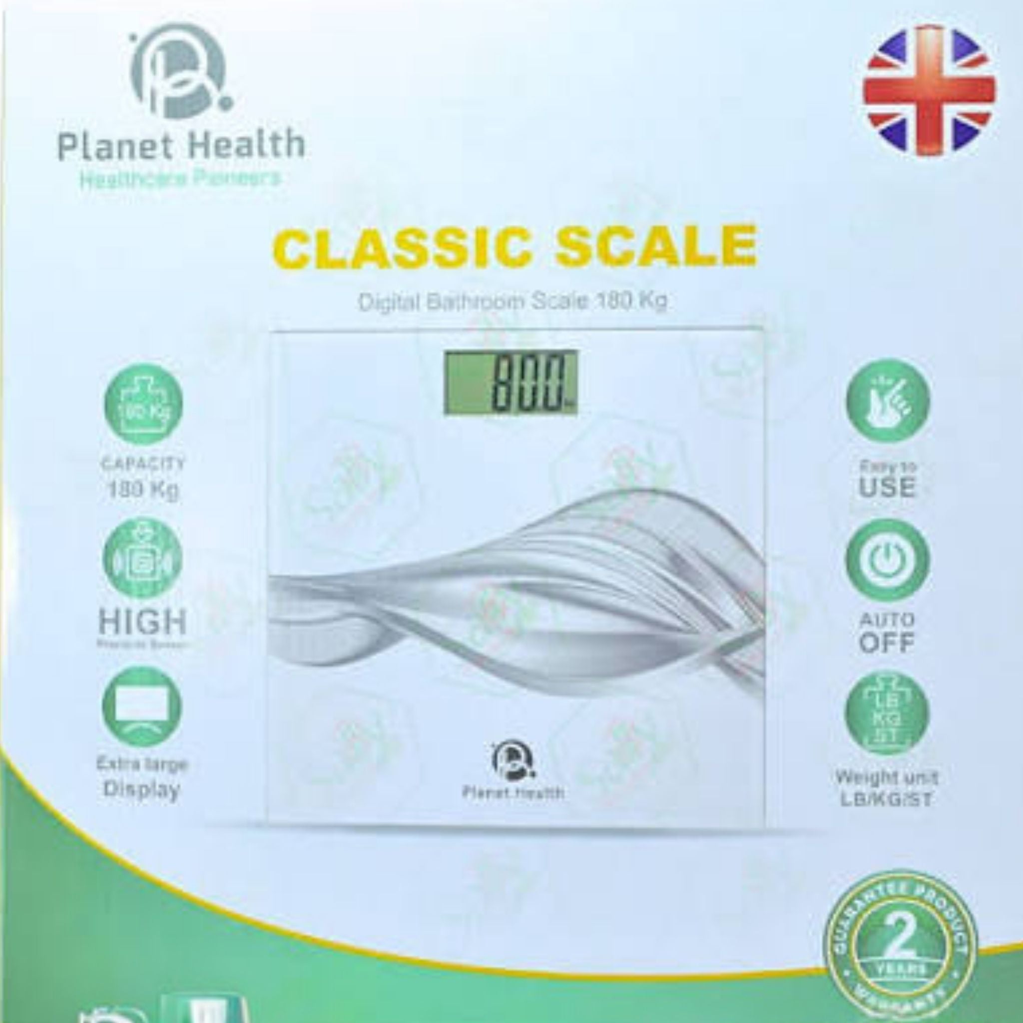 Planet Health Classic Scale Digital Bathroom Scale 180Kg - Scales & Body Composition Monitors
