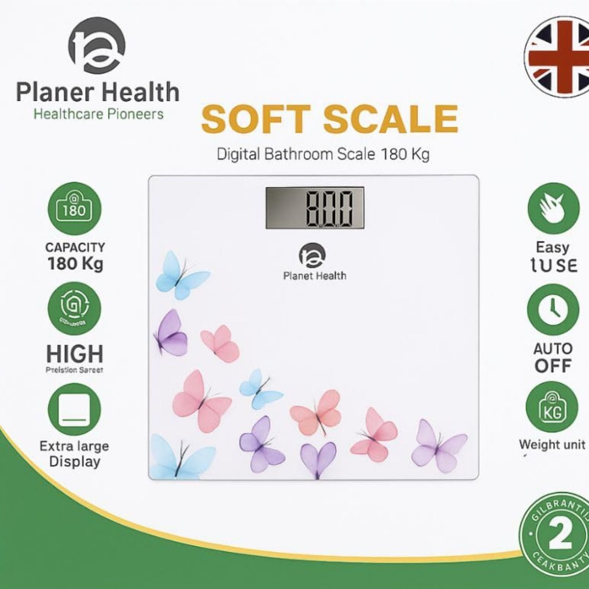Planet Health Soft Scale Digital Bathroom Scale 180Kg - Scales & Body Composition Monitors