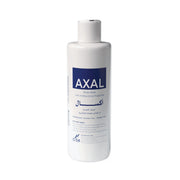 A white plastic bottle of AXAL body wash with a white cap, featuring a blue label with white text, on a plain white background.