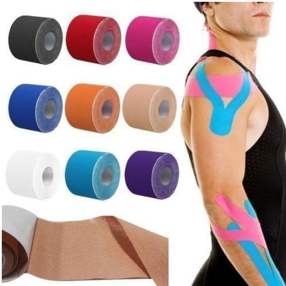 Superb Care 5*5 + Superb Care 5*1/2 Superb Care Athletic Kinesiology Muscle Support Tape Pack