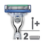 Gillette Mach3 Turbo Razor Pack 1 Razor Handle and 2 Blade Refills - Razors & Blades