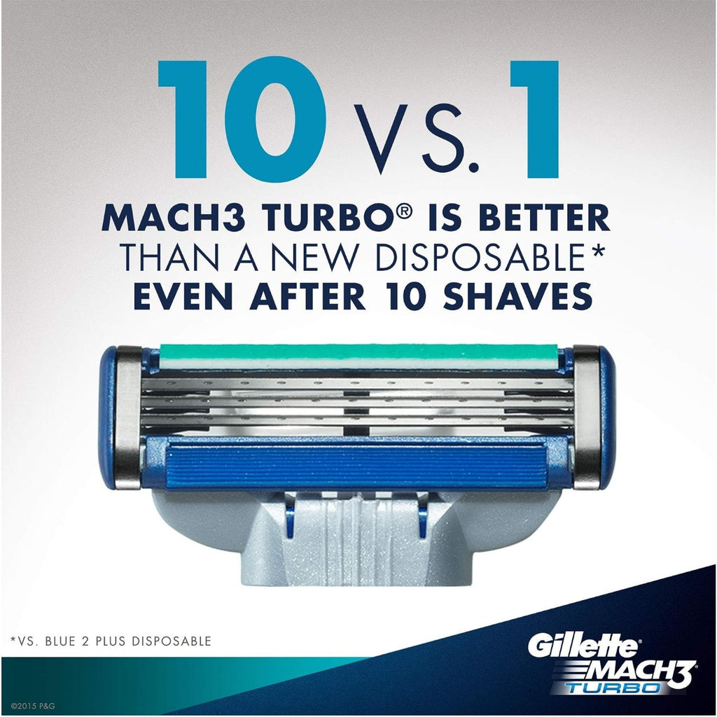 Gillette Mach3 Turbo Razor Pack 1 Razor Handle and 2 Blade Refills - Razors & Blades