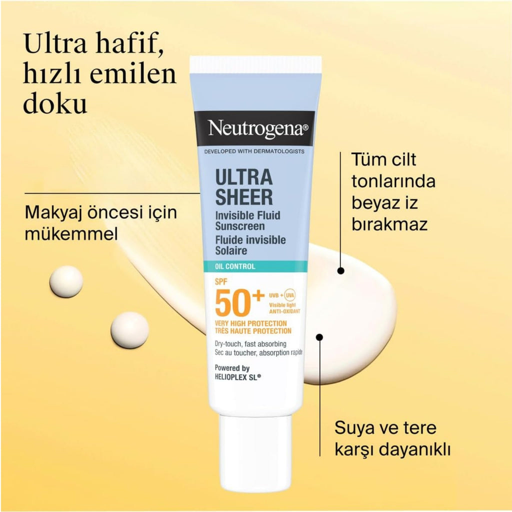 Neutrogena Ultra Sheer Invisible Fluid Sunscreen Oil Control SPF 50+ - Face Sunscreen