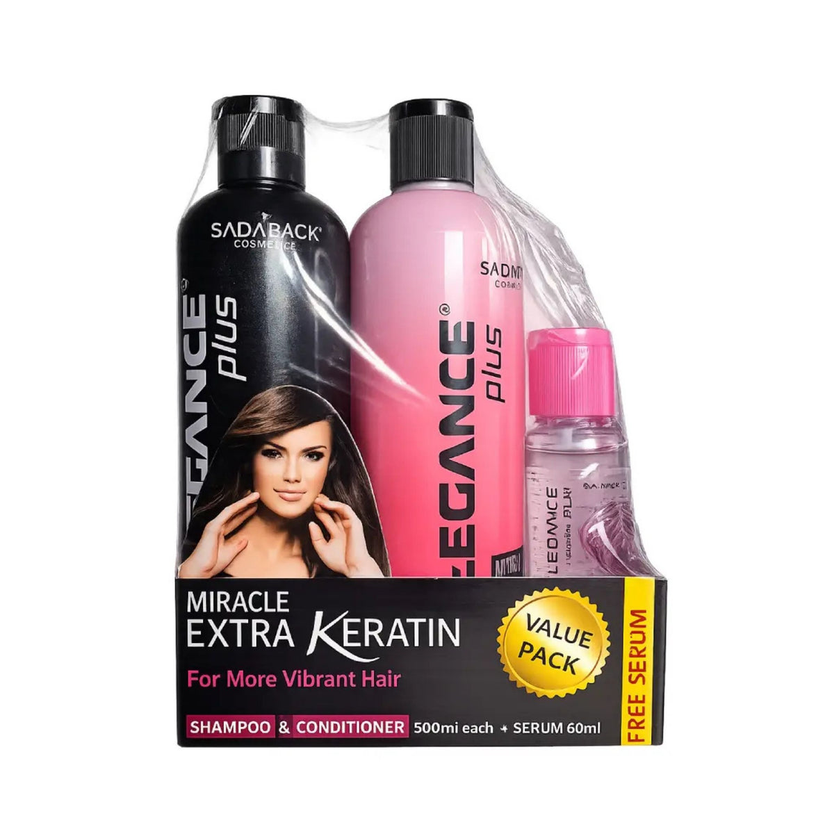 Elegance Keratin (Shampoo + Conditioner) 500ml + Serum 50ml Free