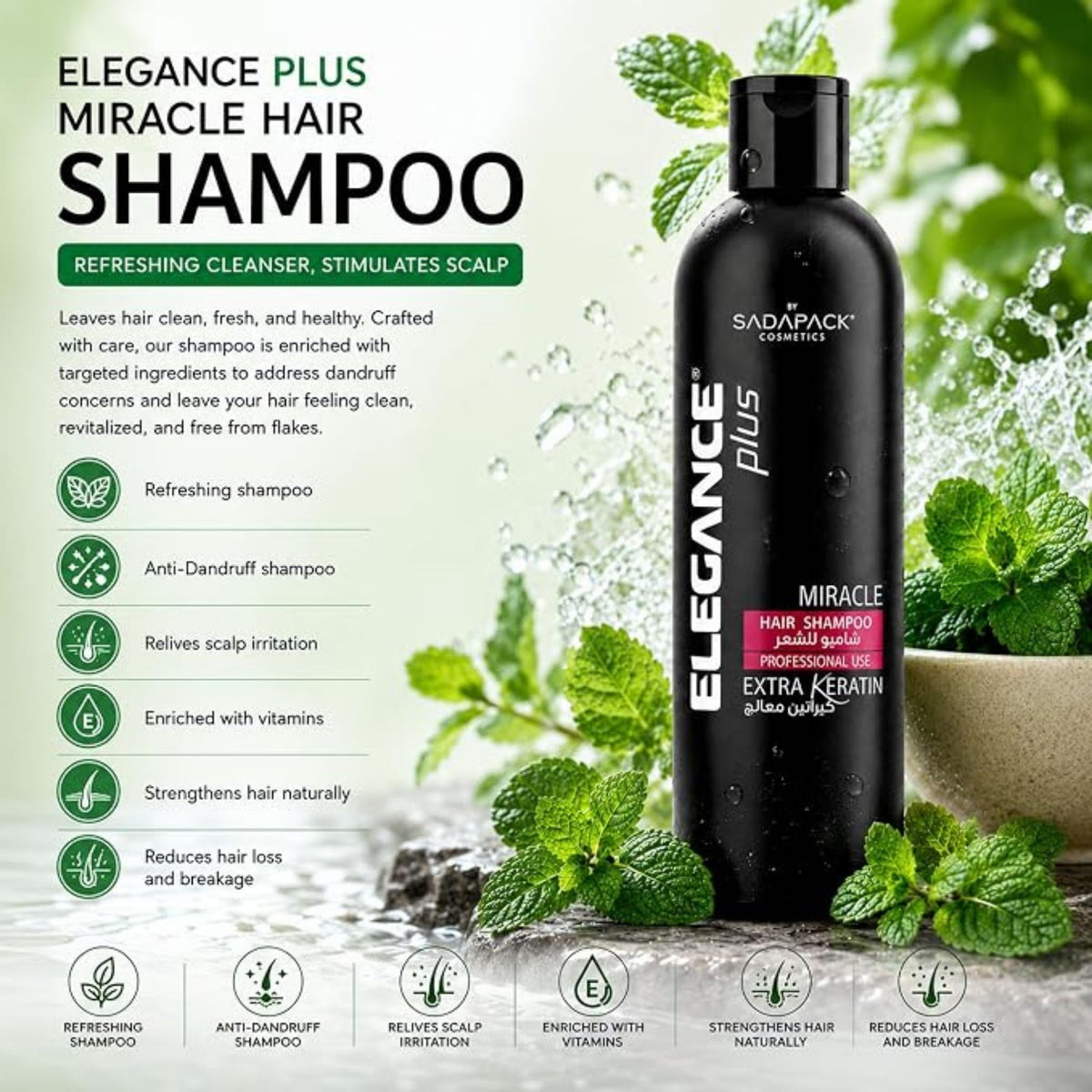 Elegance Keratin (Shampoo + Conditioner) 500ml + Serum 50ml Free