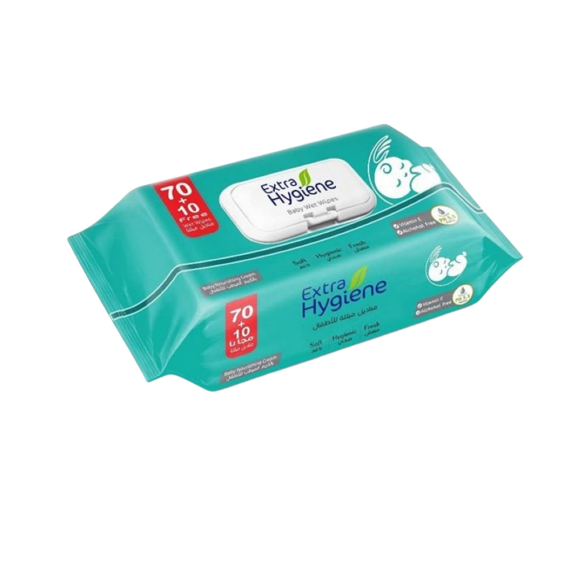 Refect Beauty Extra Hygiene baby wet wipes pack with nourishing cream, featuring 80 soft, alcohol-free wipes.