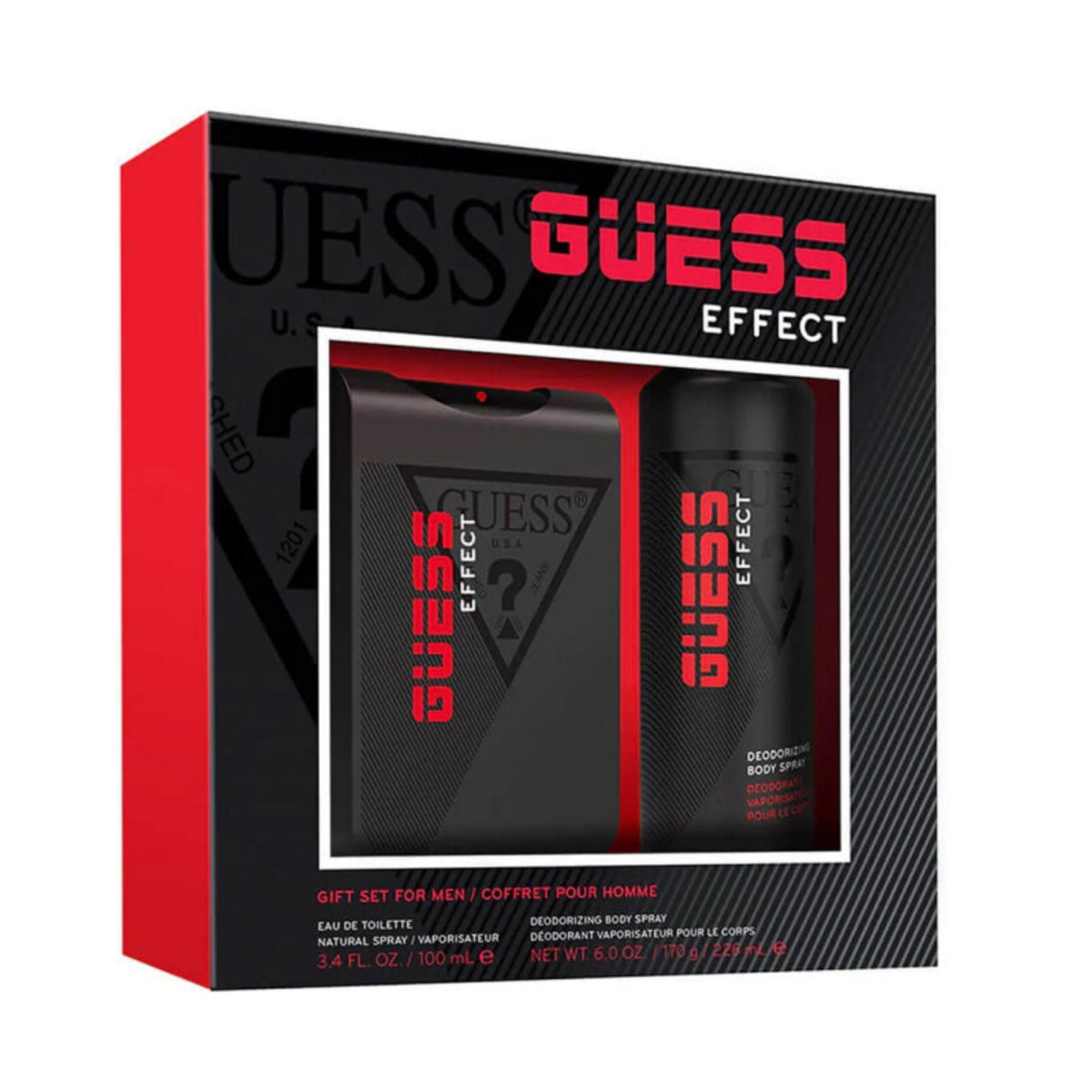 Guess Effect Grooming Gift Set for Men - Eau de Toilette 100ml + Deodorant Body Spray 226ml