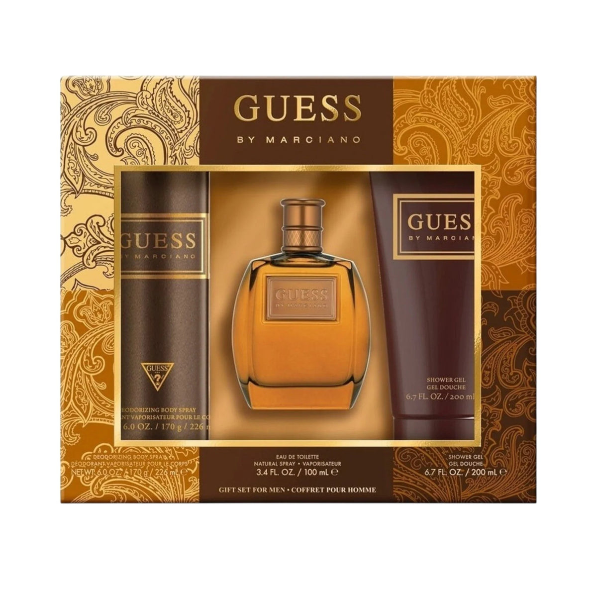 Guess by Marciano for Men Gift Set - Eau de Toilette 100ml + Shower Gel 200ml + Deodorant Body Spray 226ml