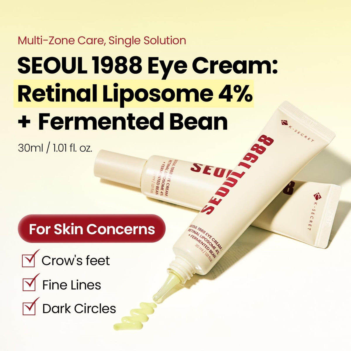 K-Secret Seoul 1988 Eye Cream : Retinal Liposome 4% + Fermented Bean - Eye Creams