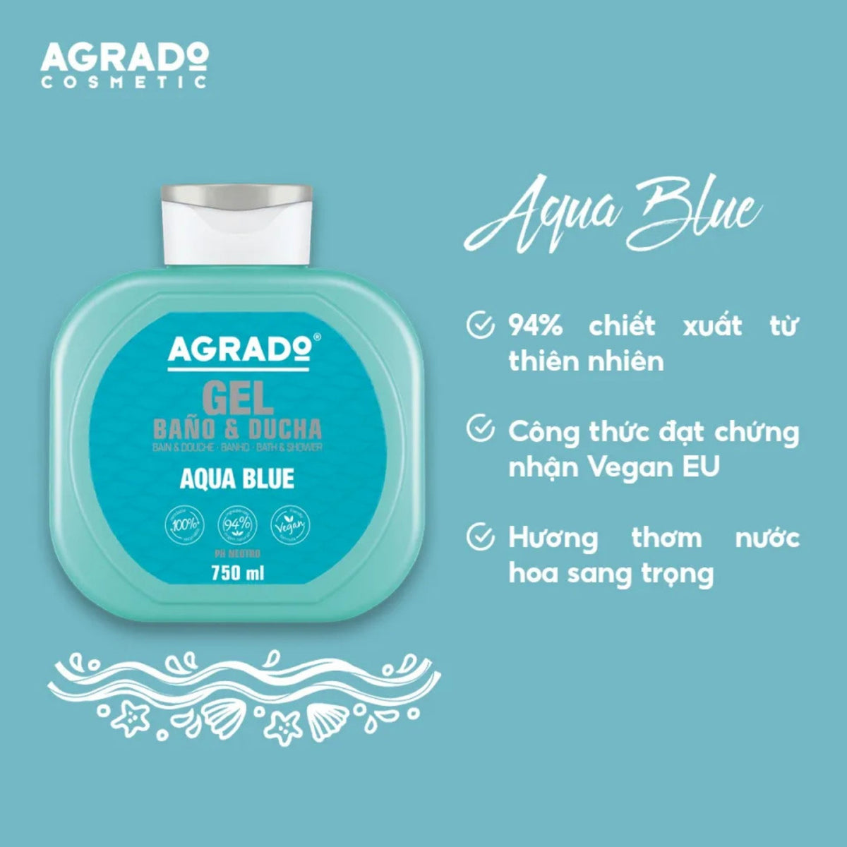 Agrado Aqua Blue Shower Gel - Body Wash