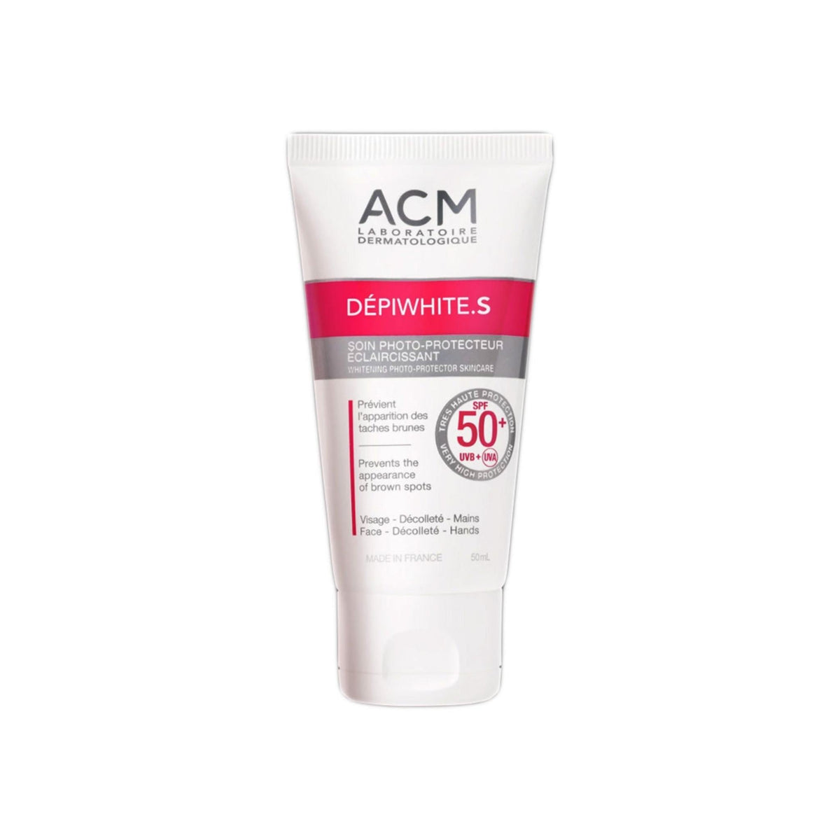 Refect Beauty ACM Dépiwhite SPF50+ sunscreen tube for hyperpigmentation and dark spot protection