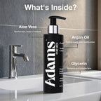 Refect Beauty Adams face and beard wash bottle with ingredient highlights for aloe vera, argan oil, and glycerin.