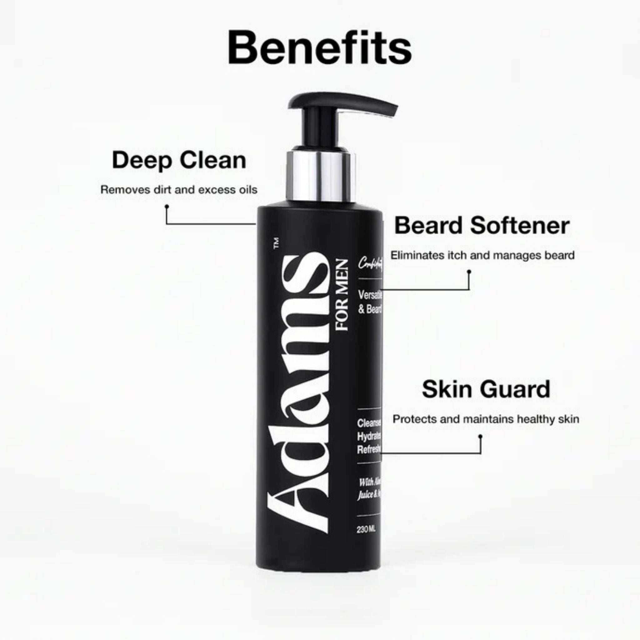 Adams Versatile Face & Beard Wash - Face & Beard Cleanser Secondary image