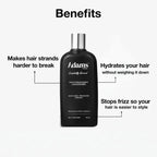 Refect Beauty Adams for Men hair strengthening conditioner bottle with benefits text overlay on a white background