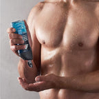 Refect Beauty Adidas Ice Dive shower gel held by a man in a shower for a refreshing post-workout cleanse