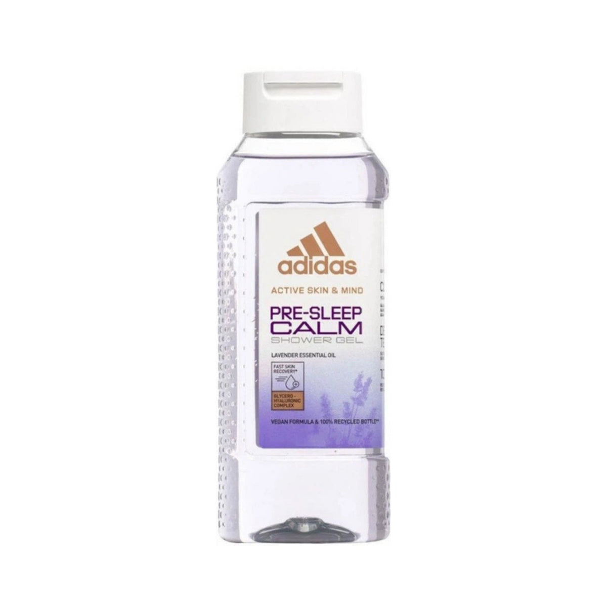 Refect Beauty Adidas Active Skin & Mind Pre-Sleep Calm shower gel in a clear bottle with purple lavender label Main image