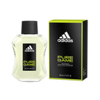 Refect Beauty Adidas Pure Game Eau de Toilette fragrance bottle and black and lime green packaging box