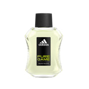 Refect Beauty Adidas Pure Game Eau de Toilette in a clear glass bottle with a black cap and lime green fragrance.