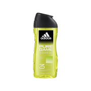 Refect Beauty Adidas Pure Game 3-in-1 shower gel in a lime green bottle with a black cap for body, hair, and face.