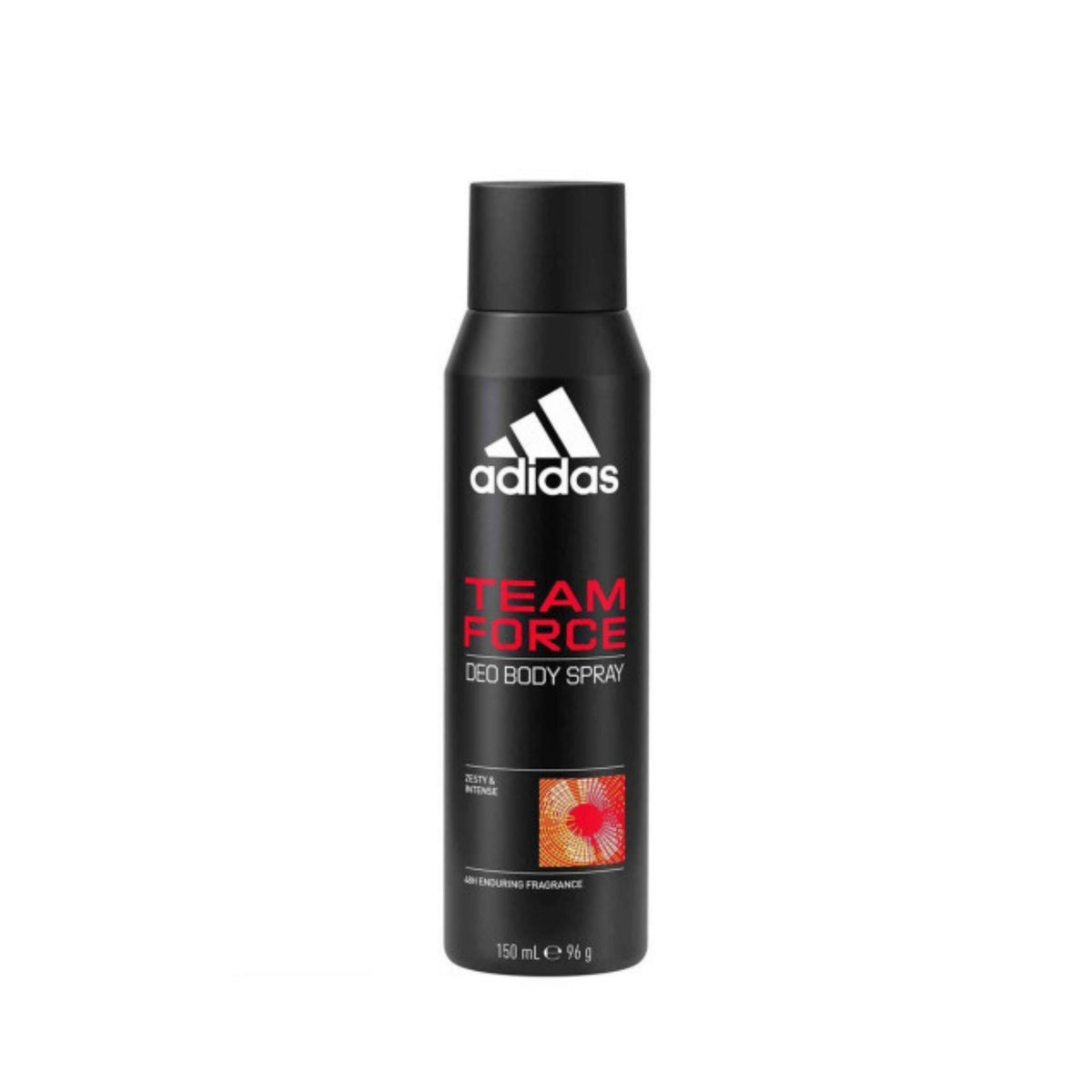 Refect Beauty Adidas Originals Team Force Deo Body Spray in a black aerosol can with red and white branding.