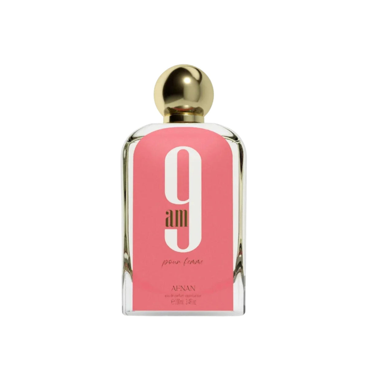 Refect Beauty Afnan 9AM Pink Femme eau de parfum bottle with a pink label and gold cap against a white background