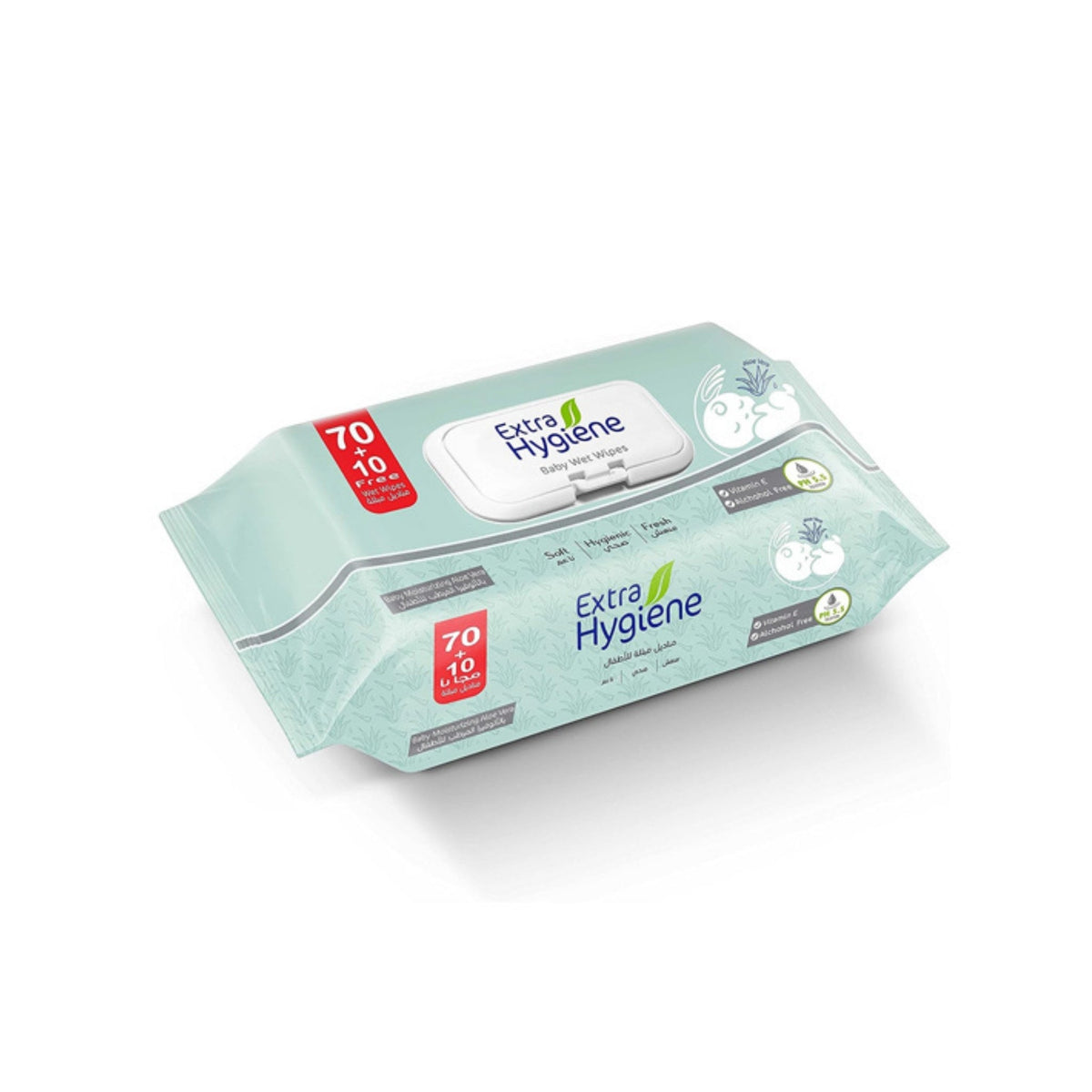 Refect Beauty Extra Hygiene baby wet wipes with aloe vera in a light green resealable pack for sensitive skin