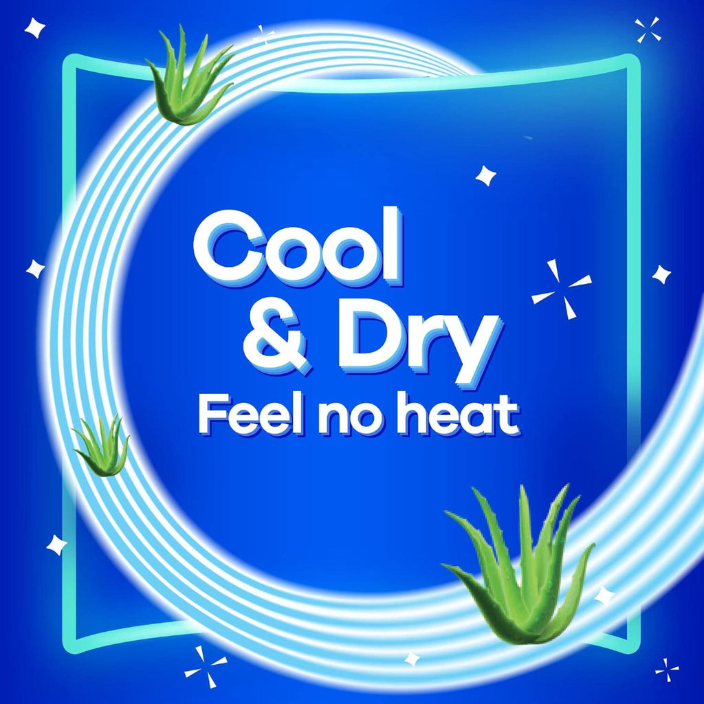 Refect Beauty Always Maxi Thick Extra Long Cool & Dry pads featuring aloe vera for cooling comfort and freshness.