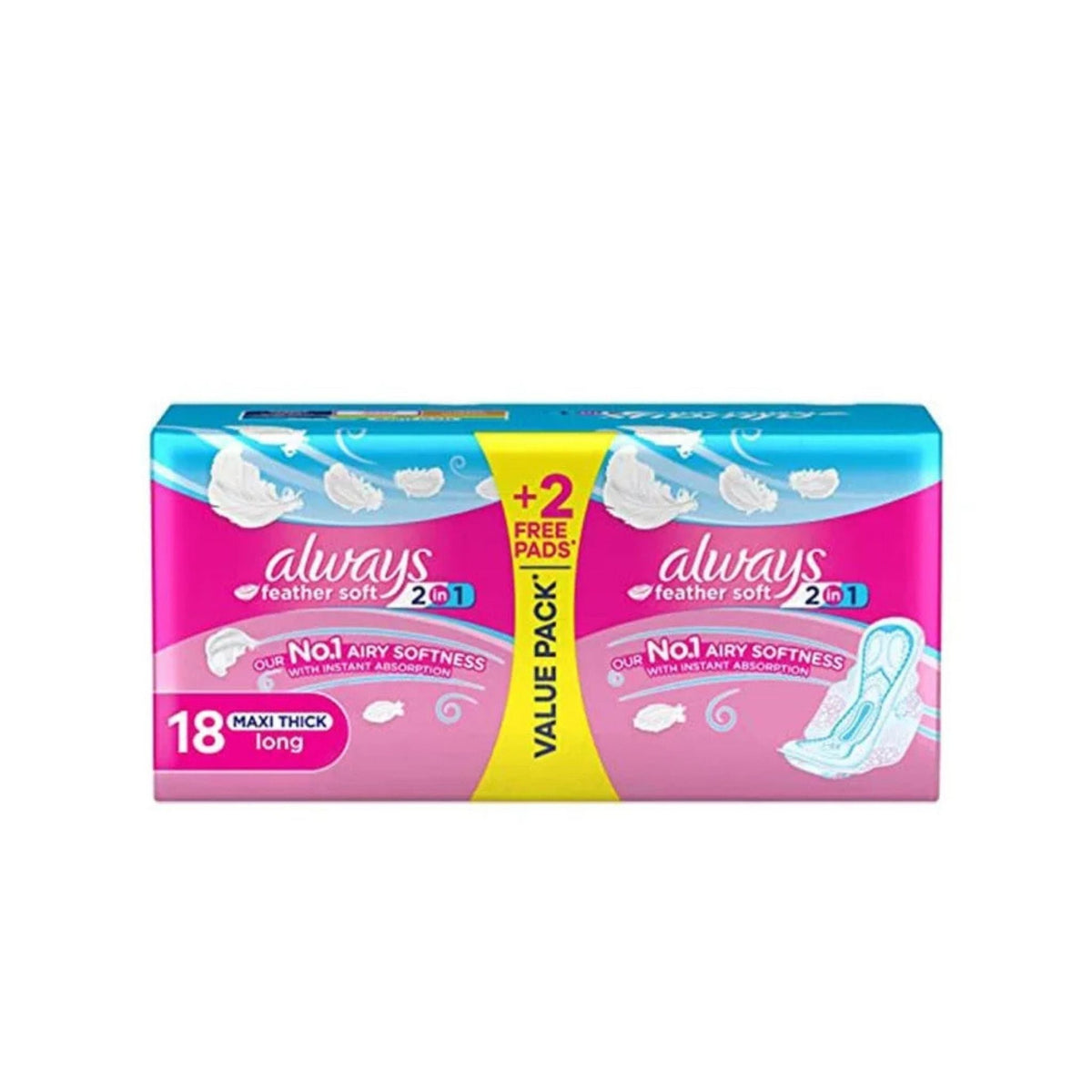 Refect Beauty Always Feather Soft Maxi Thick Long sanitary pads value pack with 18 absorbent pads for heavy flow