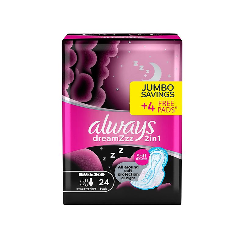 Refect Beauty Always Dreamzzz 2 in 1 extra long night maxi thick sanitary pads pack of 24 with wings Main image