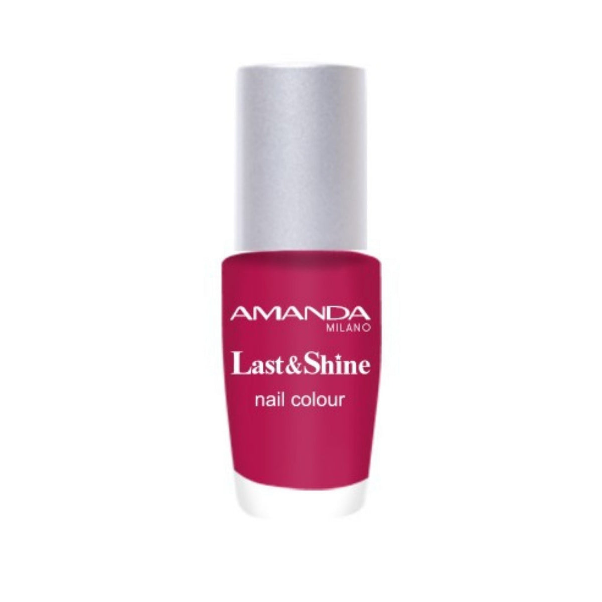 Refect Beauty Amanda Last & Shine nail polish in a vibrant magenta shade with a glossy finish and silver cap.