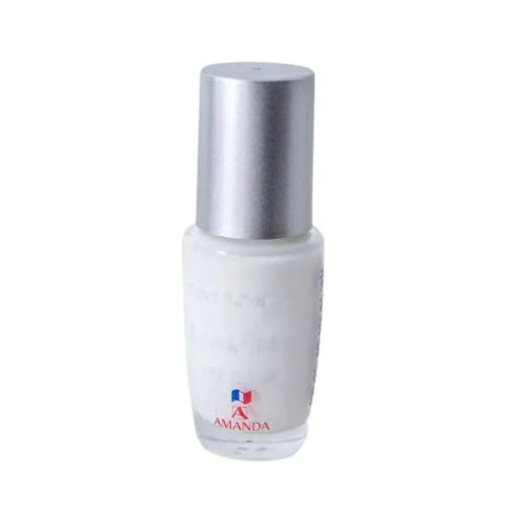 Refect Beauty Amanda Last & Shine white nail polish in a glass bottle with a silver cap for a glossy finish.