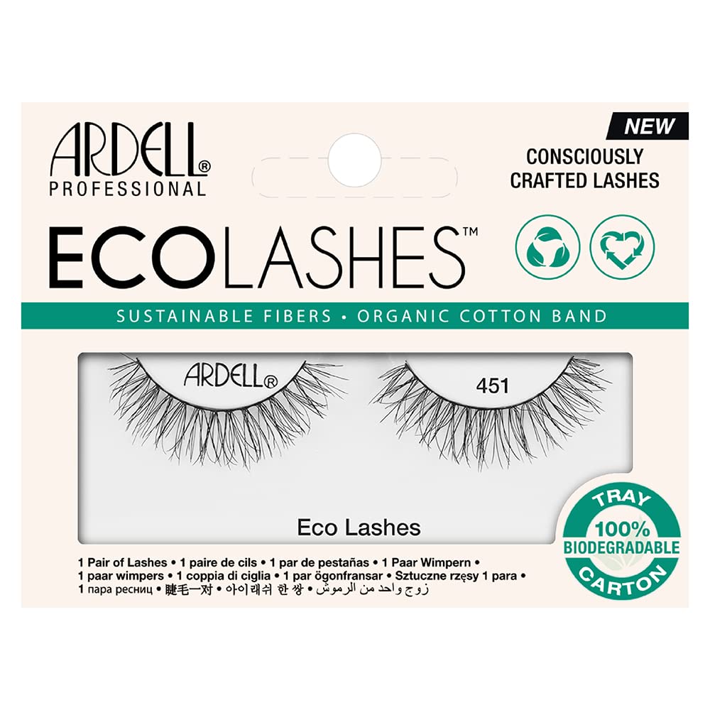 Refect Beauty Ardell Ecolashes 451 in packaging featuring wispy synthetic fibers and an organic cotton lash band. Main image