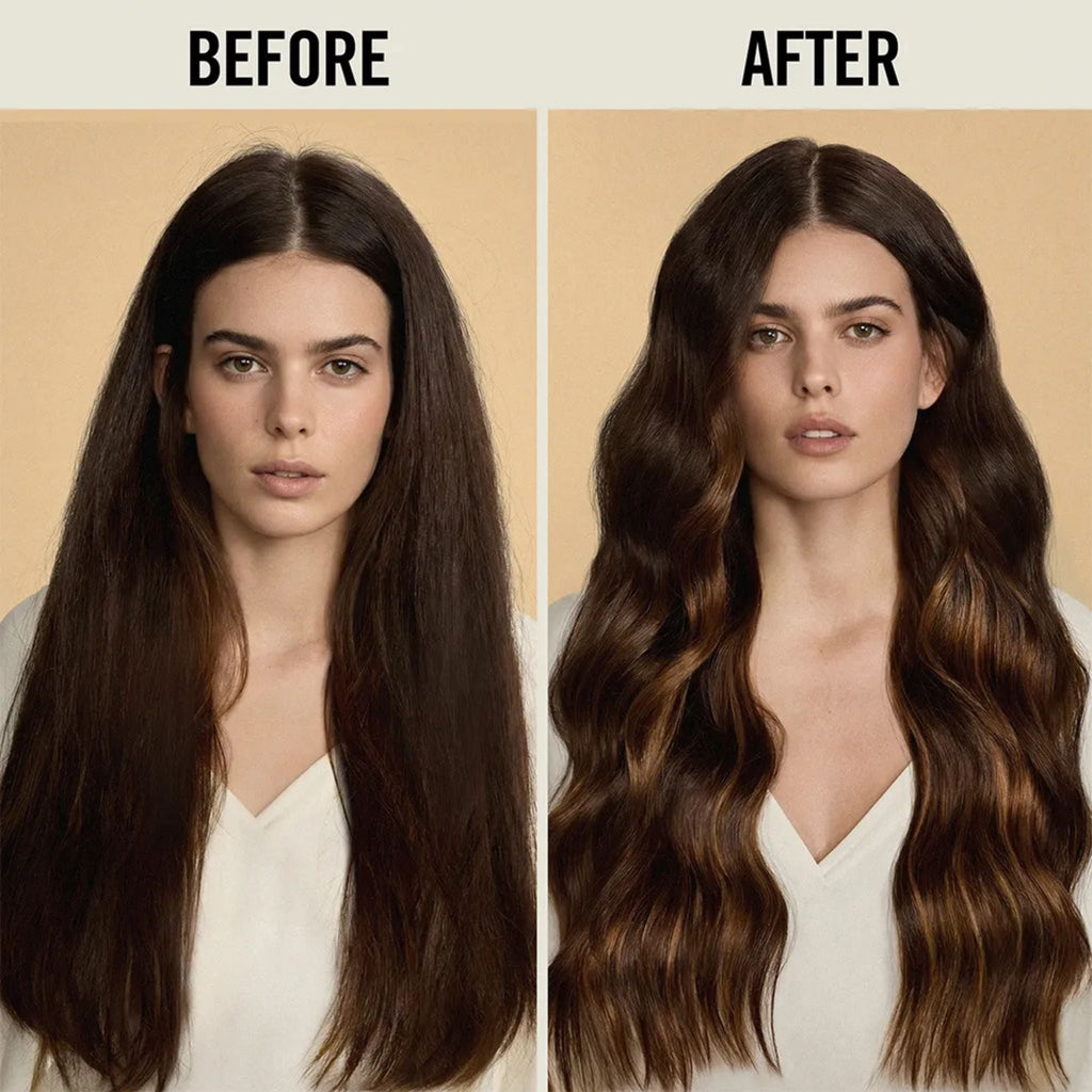 Refect Beauty before and after comparison of hair treated with Revlon Professional Orofluido Argan Conditioner