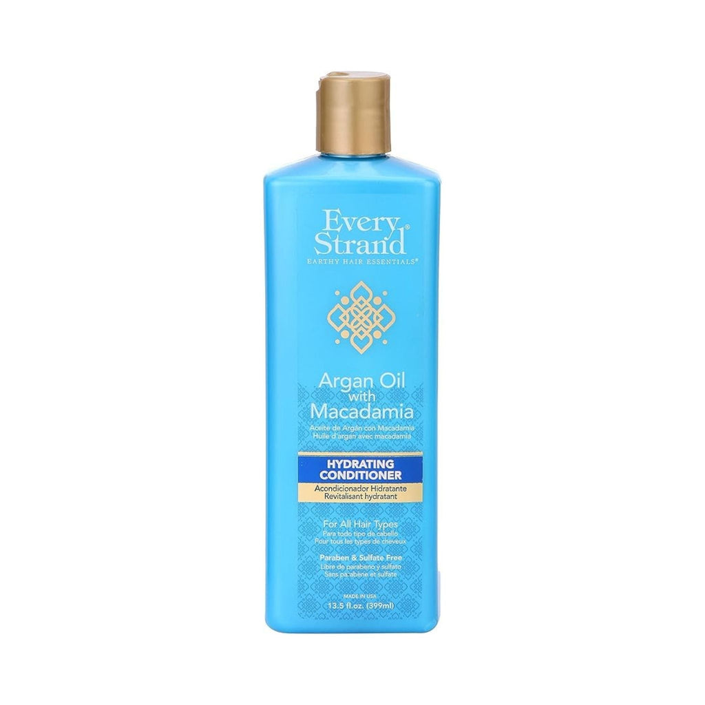 Refect Beauty Every Strand Argan Oil with Macadamia hydrating conditioner in a blue 13.5 oz bottle.