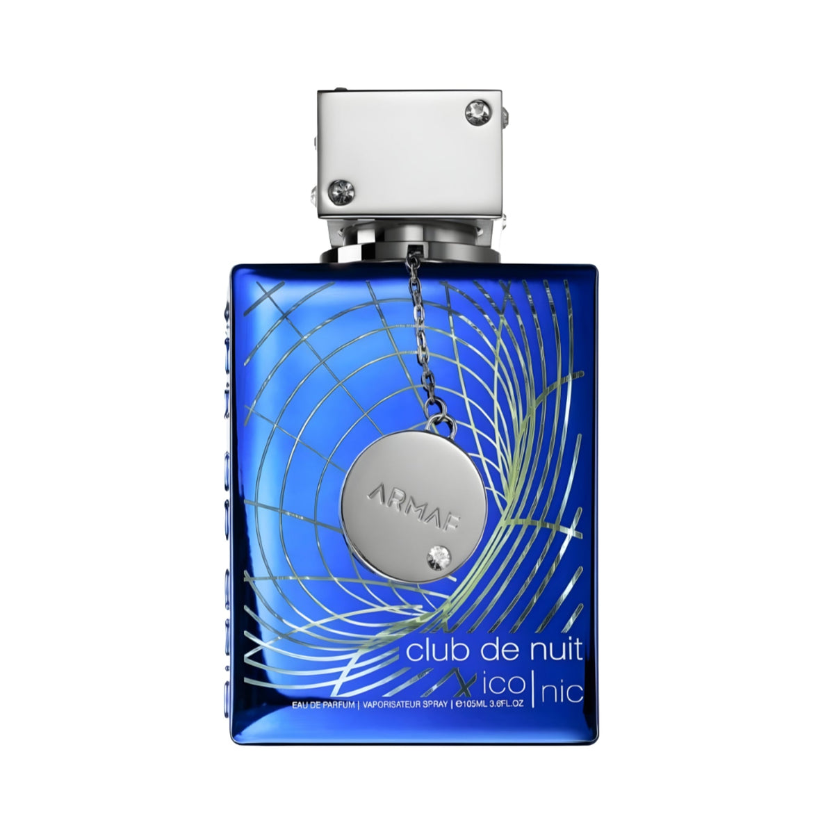 Refect Beauty Armaf Club De Nuit Iconic Blue Eau De Parfum in a rectangular blue glass bottle with silver accents. Main image