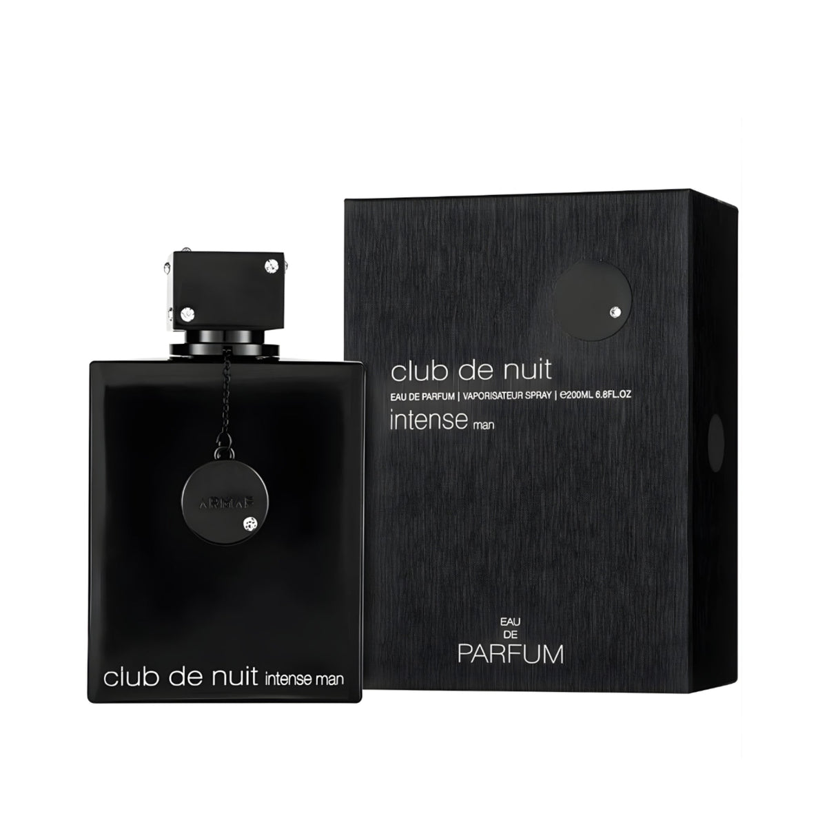 Refect Beauty Armaf Club de Nuit Intense Eau de Parfum black bottle and matching box with elegant minimalist design.