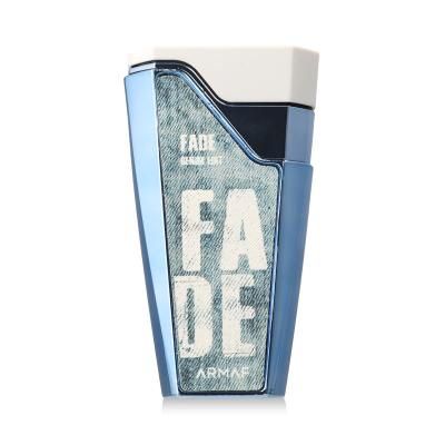 Refect Beauty Armaf Fade Denim Eau De Parfum bottle with a unique blue metallic and denim-textured design
