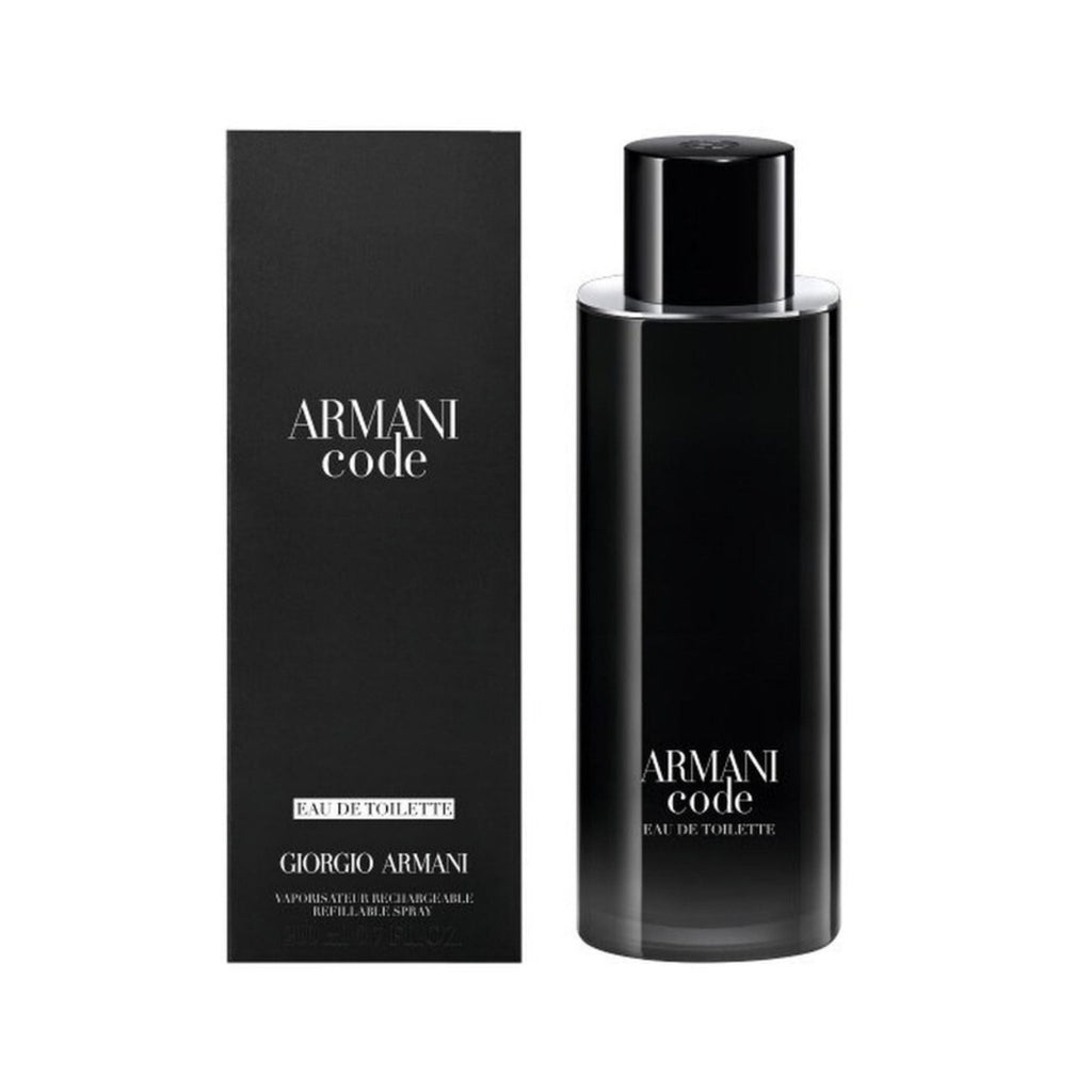 Refect Beauty Giorgio Armani Code Eau de Toilette refillable fragrance bottle and black box packaging