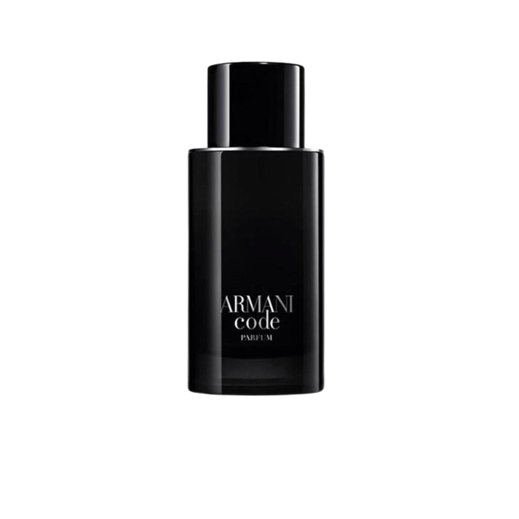 Refect Beauty Giorgio Armani Armani Code Parfum bottle in a sleek black glass design for men.