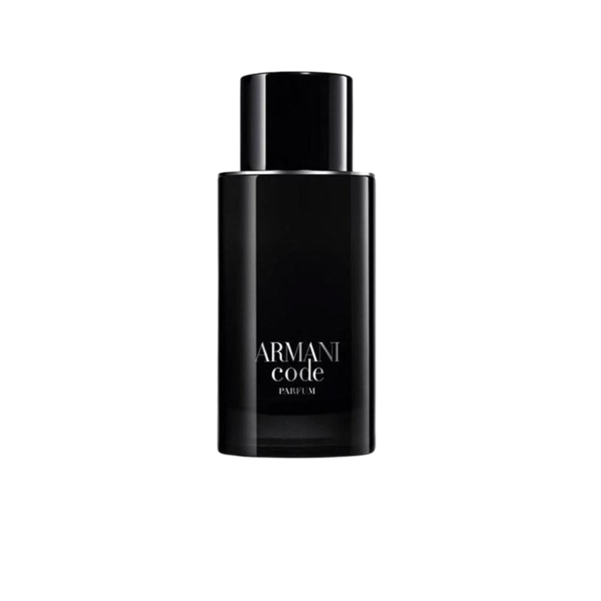 Refect Beauty Giorgio Armani Armani Code Parfum bottle in a sleek black glass design for men.