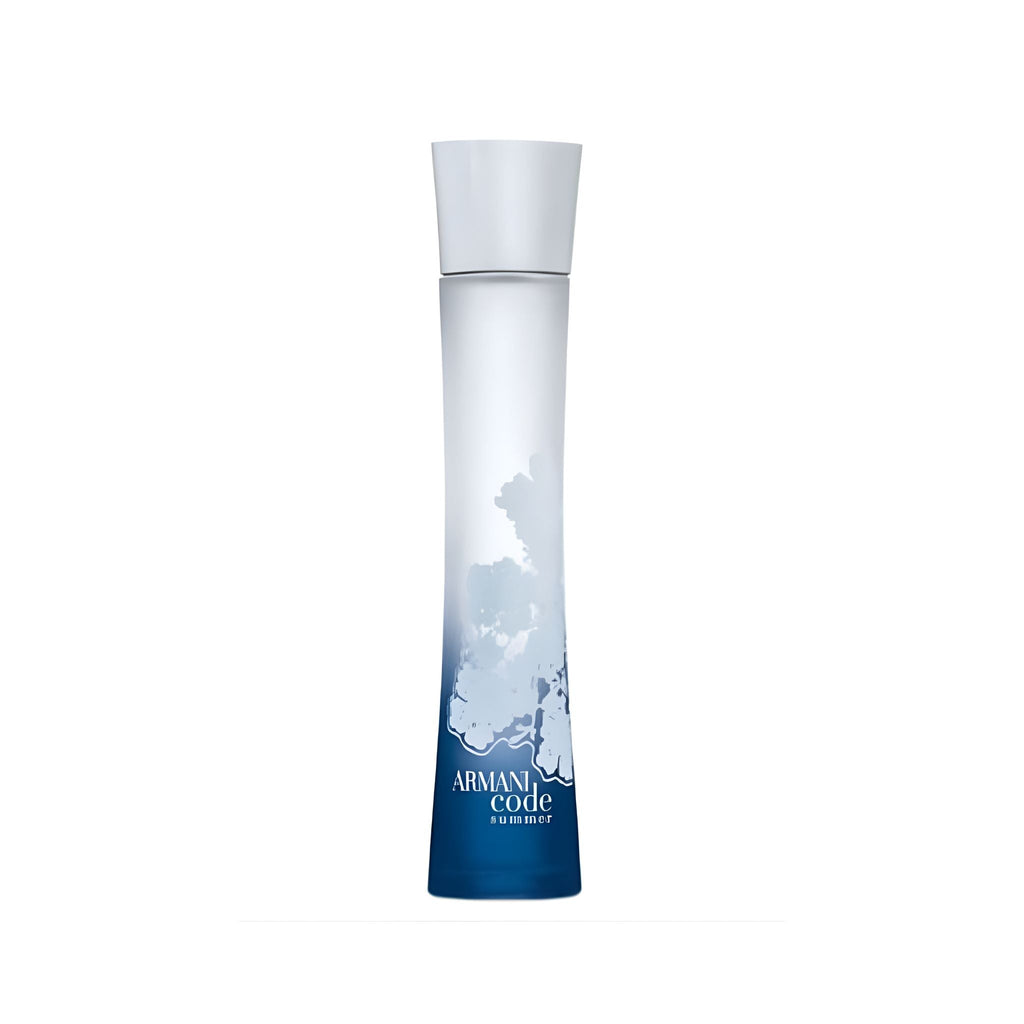 Refect Beauty Giorgio Armani Code Summer Eau Fraiche perfume bottle with a blue and white gradient design