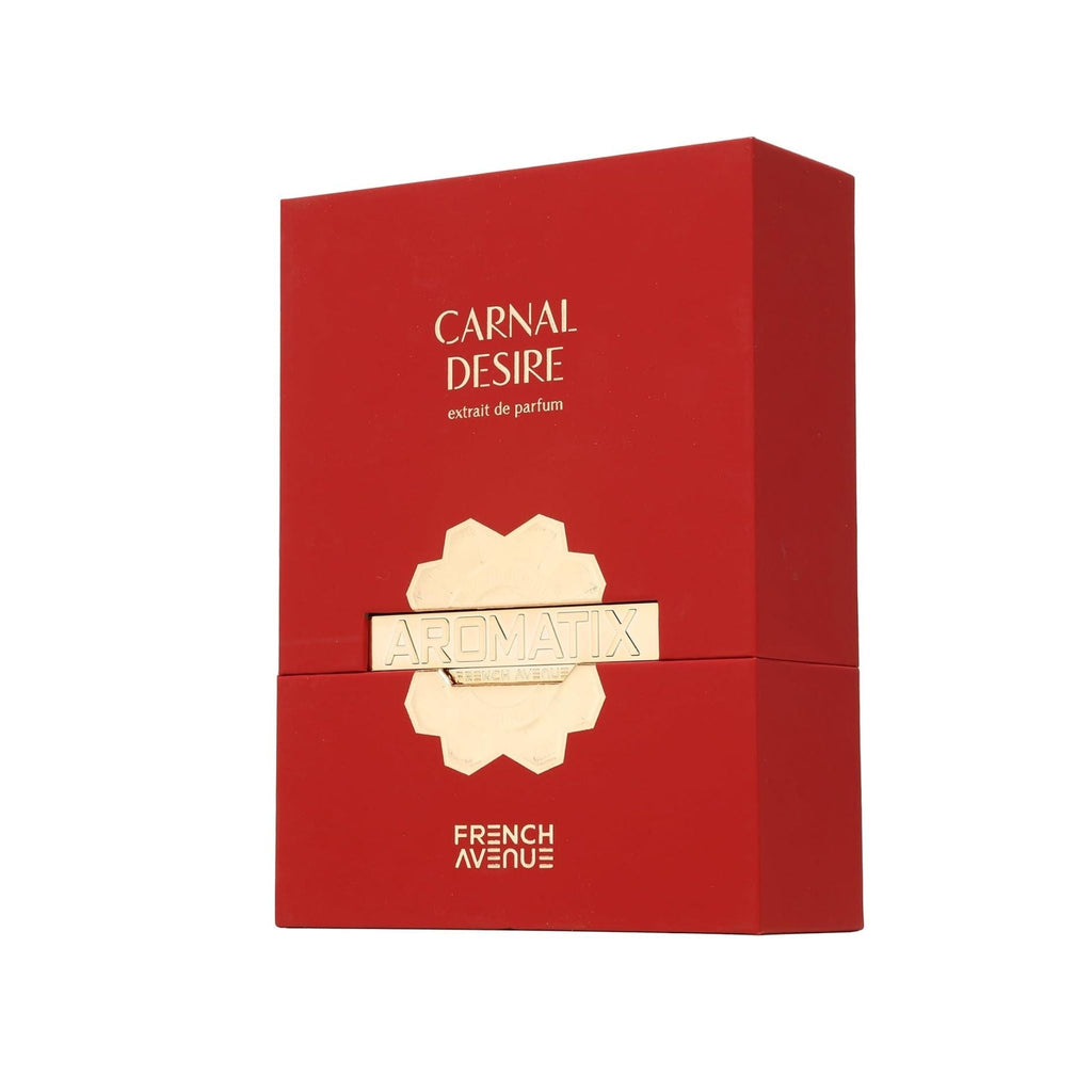 Refect Beauty French Avenue Aromatix X Carnal Desire extrait de parfum in a bold red box with gold emblem