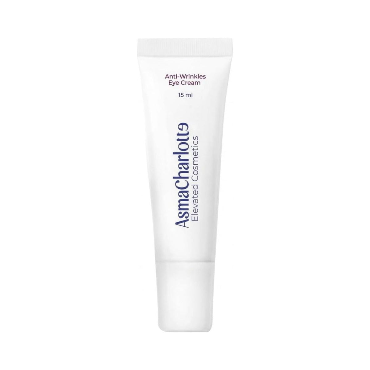 Refect Beauty AsmaCharlotte anti-wrinkle eye cream in a white 15ml squeeze tube for hydrating the eye contour area.