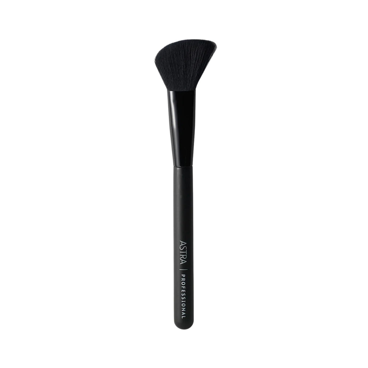 Refect Beauty Astra blush brush with soft, black synthetic angled bristles and a sleek black ergonomic handle.