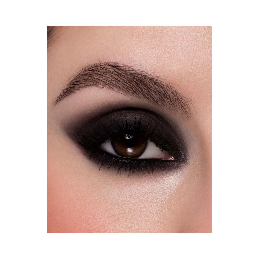 Refect Beauty Astra Deep Black Smoky kajal eye pencil creating an intense, blended black smoky eye look on a model.
