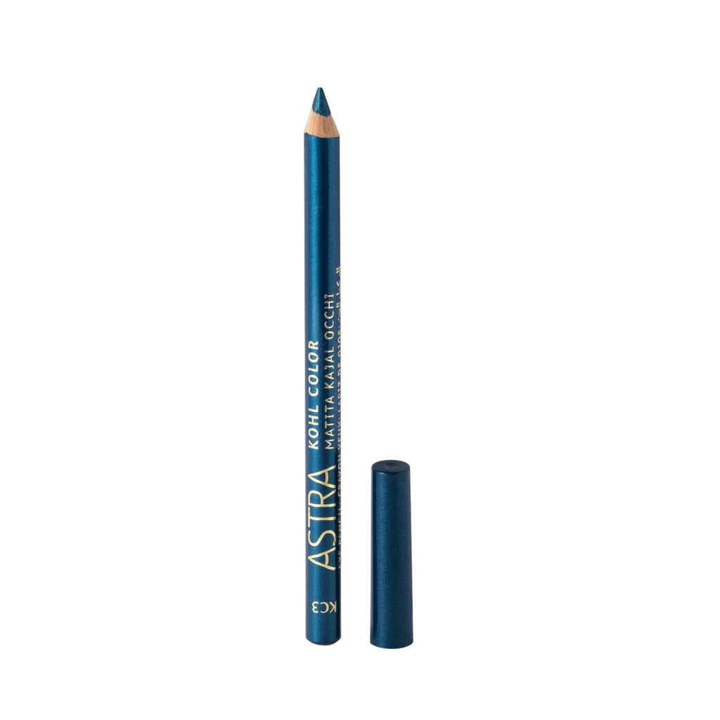 Refect Beauty Astra Kohl Color kajal eye pencil in a deep metallic blue shade with its matching cap 03